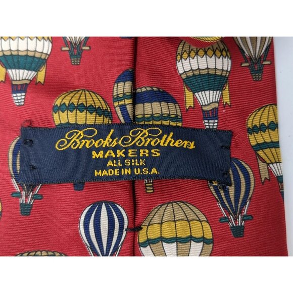 Brooks Brothers Makers Men's Silk Necktie Hot Air Balloon Print Red - Picture 6 of 7